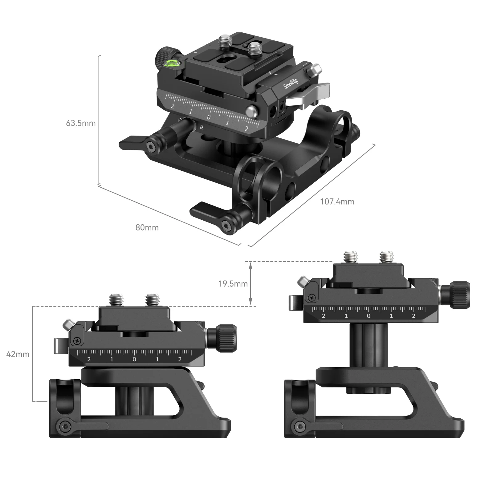 SmallRig Universal Arca-Swiss Height-Adjustable Mount Plate Kit Built-in 15mm Rod Clamps Manfrotto Compatible Mount Plate Kit