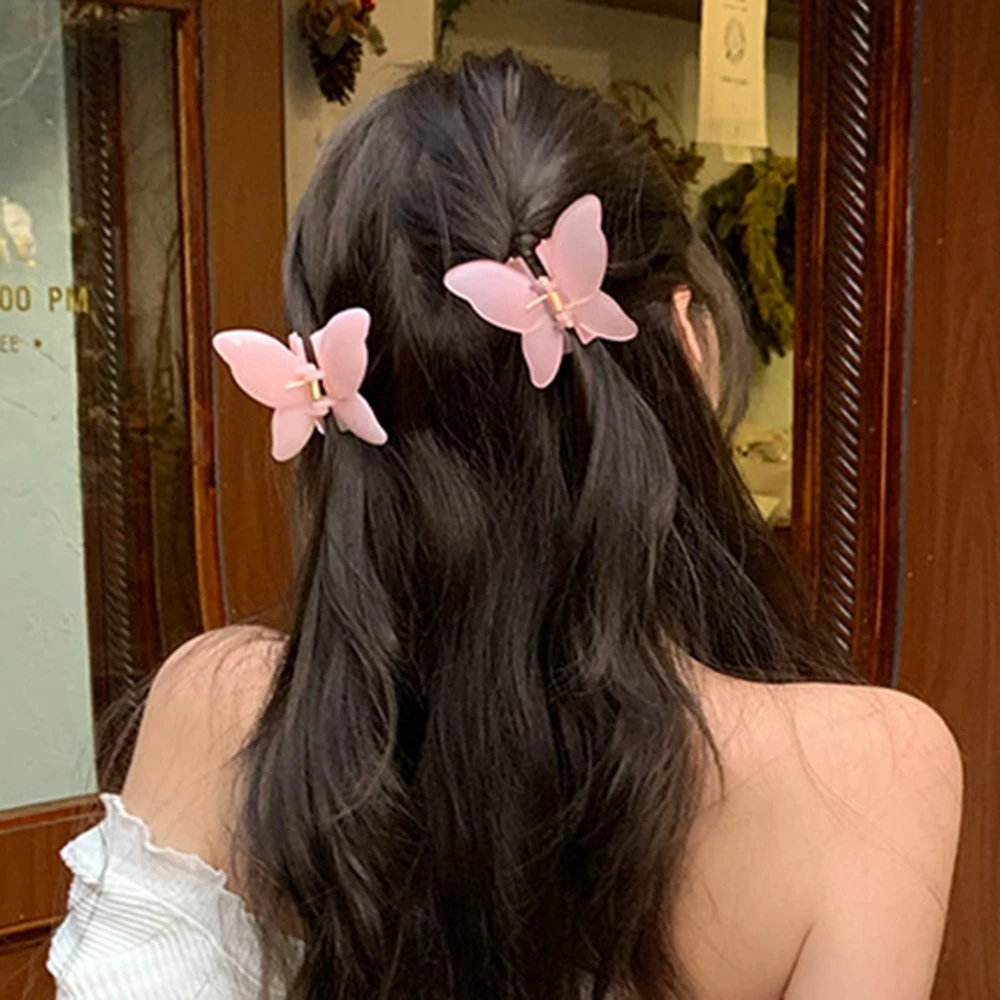 Pinza de pelo de mariposa de hada para mujer y niña, pinza de cangrejo de Color caramelo, pinza de tiburón de princesa dulce, horquilla de verano,