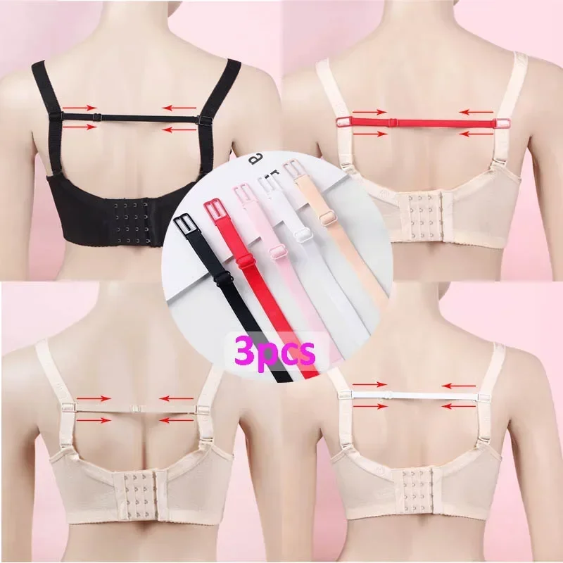 3pcs Women Anti Slip Bra Strap Double-shoulder Back Hasp Holders Buckle Belt All Match Invisible Elastic Straps Bra Extender