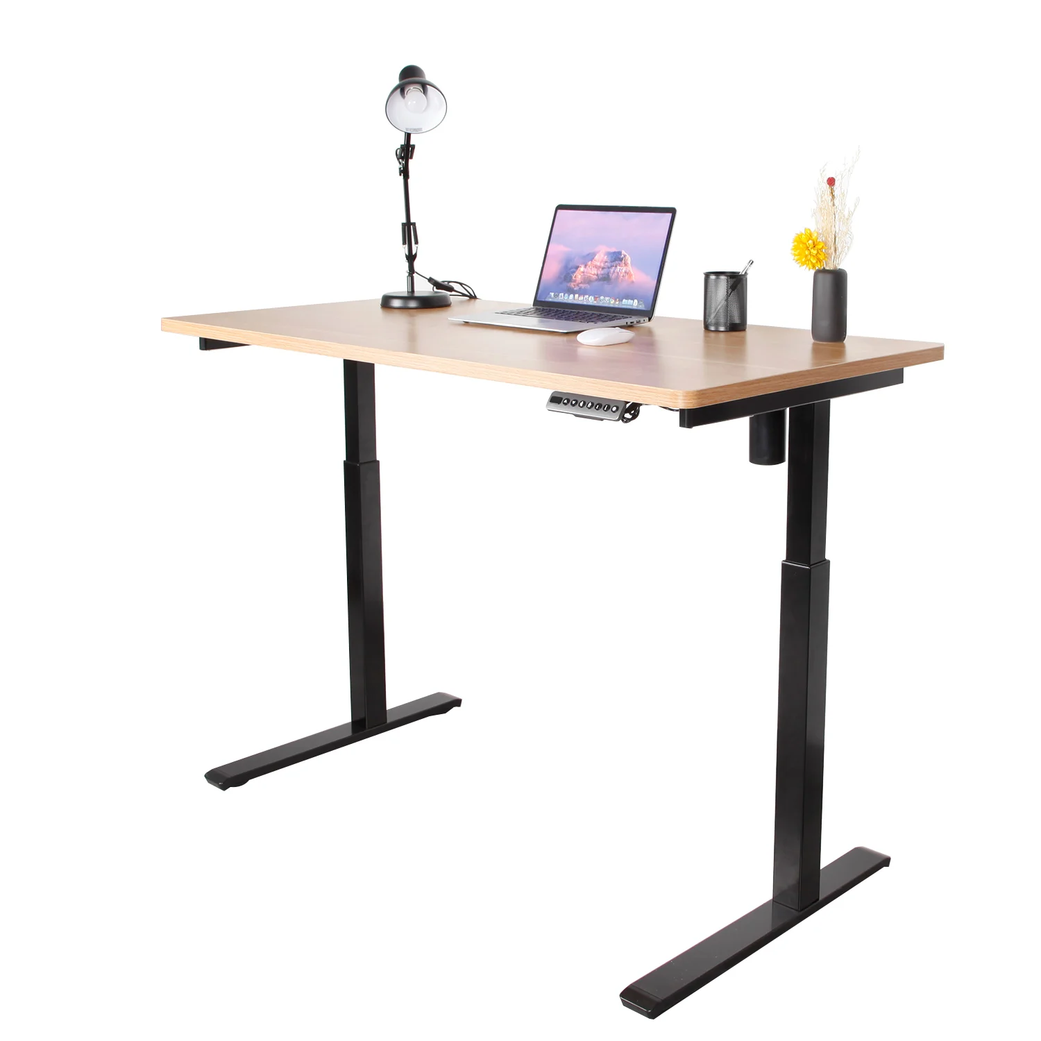 Modern Home Office Autonomous Smart Desk Motion Wise Electric Height Adjustable Lap Table Panel Wood Design Stainless Steel