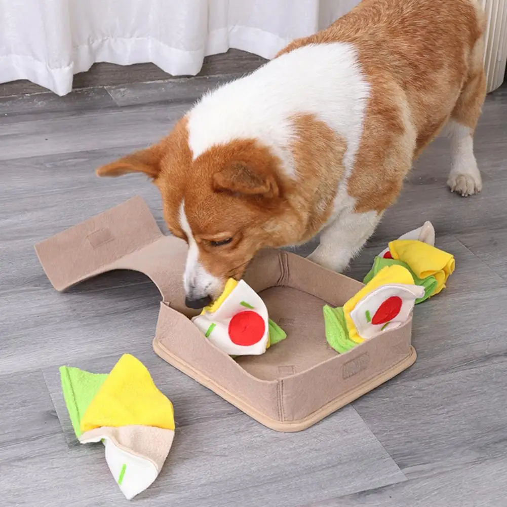 

Durable Dog Toy Slow Feeding Mat Stimulate Dog's Mind with Pizza Box Snuffle Mats Slow Feeder Treat Dispenser Foraging Training