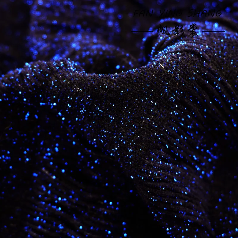 

2025 Звездная ночь темно-синяя шерстяная твидовая ткань для пальто Telas Costura Tissus Couture ткань для шитья Stoffe Tecido ткань Diy