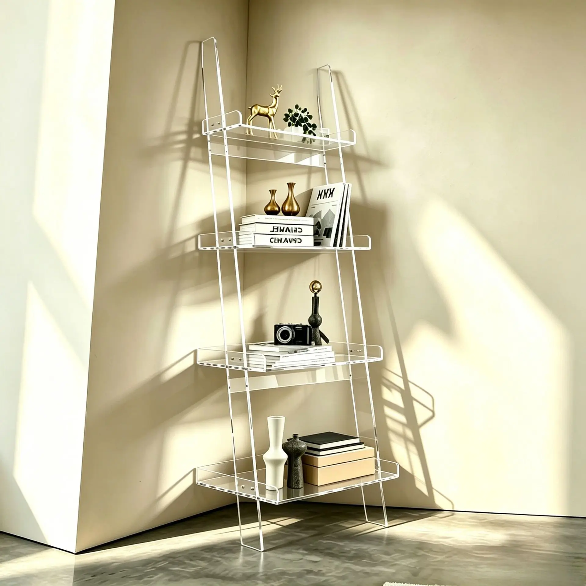 Acrylic multi-layer storage cabinet magazine living room floor-to-ceiling transparent display snack storage display bookshelf cr