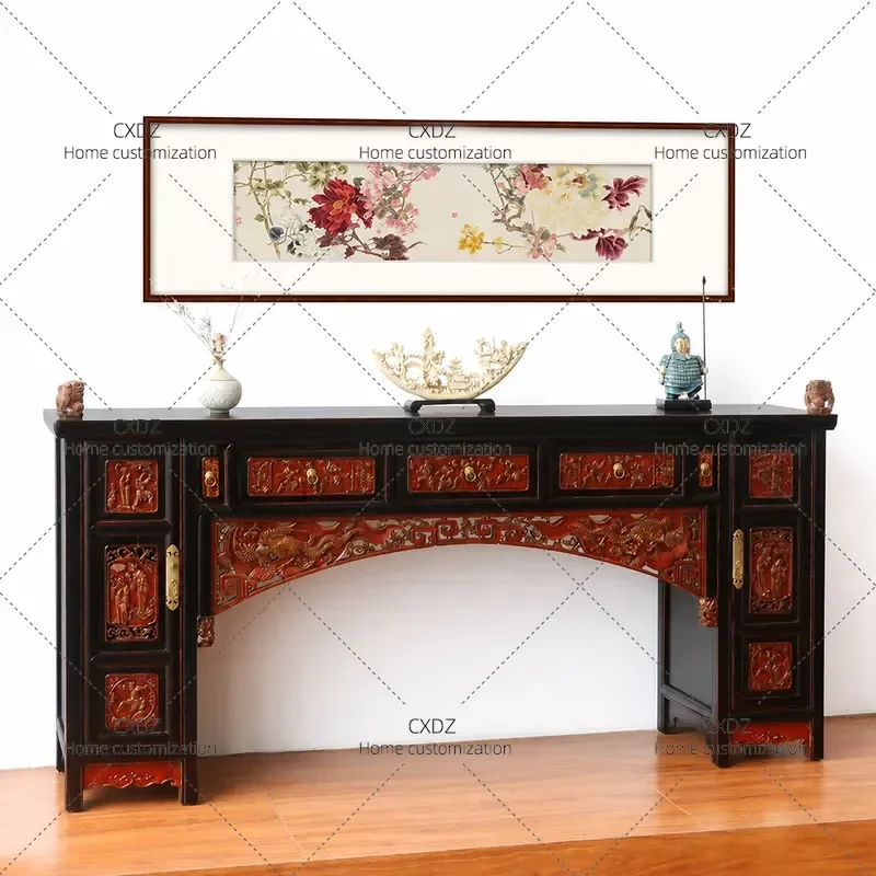 Old Shanghai Nostalgic Solid Wood Table Chinese Antique Incense Case Ming Qing Classical Strip Console Entrance Storage