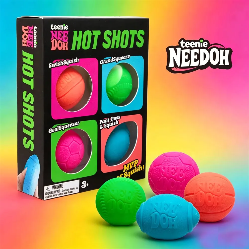 NEEDOH Four-in-one Sports Ball HOT SHOTS FourPiece Soccer Basketball Football Stress-ReliefToy Squishy Toy Kawaii Squishy Fidget