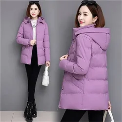 Hooded Winter Jacket Female Parka Removable Cap Cotton Coat Women's Mid-Long Korean 2022 New Loose Thicken Down Cotton Coat Pink