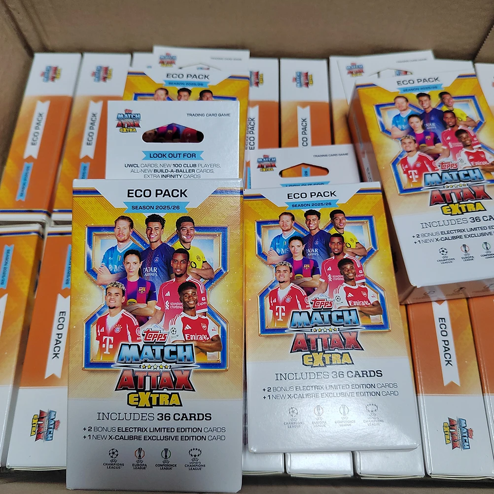 Tarjeta Coleccionable de Fútbol Topps UCC Match Attax Extra Champions League 2025-2026, Caja de Cartas Regular, Regalos para Fanáticos