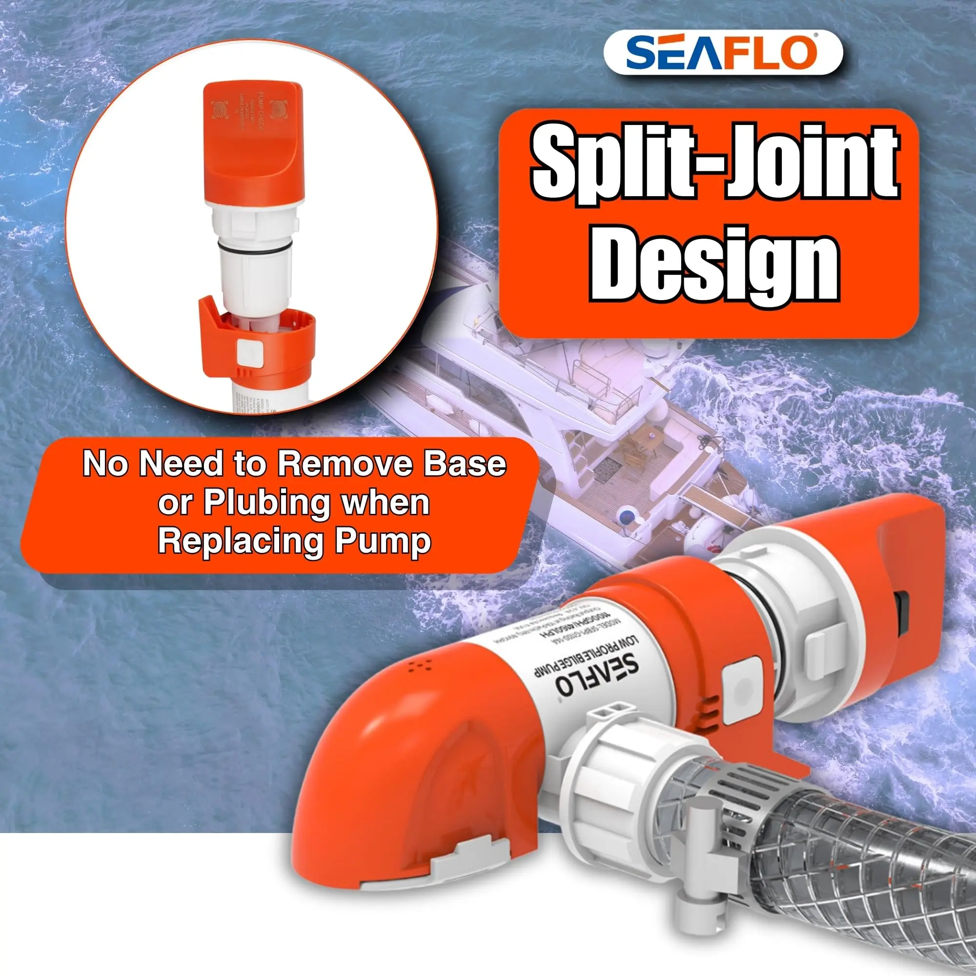 14A Series DC 12V 24V Automatic Bilge Pump, Slim Horizontal Submersible Water Pump with Sensor for Yacht Boat