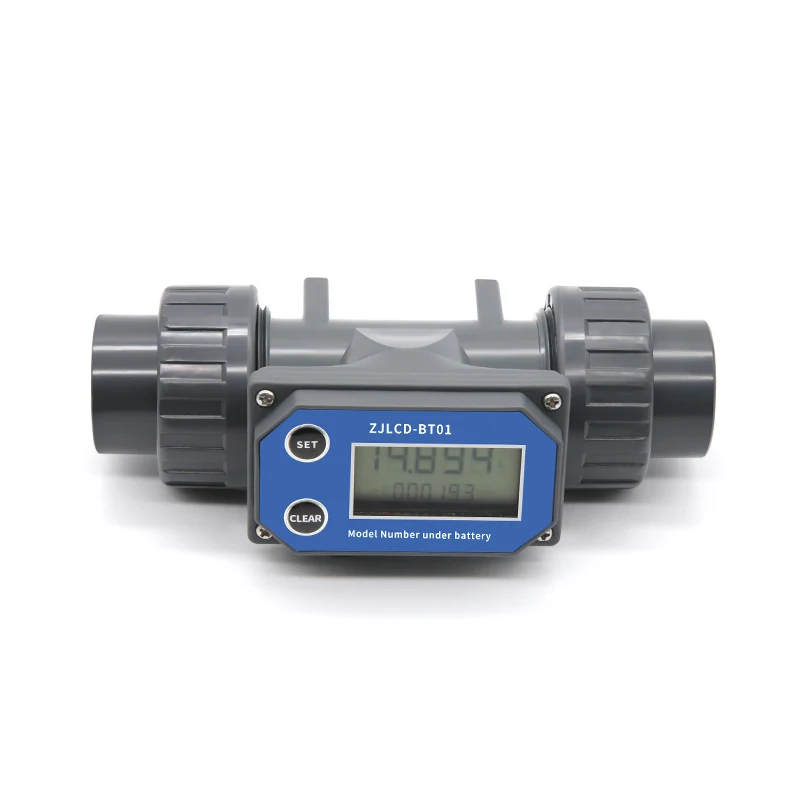 DN25-80 Turbine Flow Meter Electronic LCD Digital Display Flowmeter ZJLCD-BT01 PVC Pipe Liquid Water For Farm/Garden Irrigation