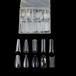 Şeffaf, Çift Tırnak Sistemi Form Kalıbında 120 Adet, genişletilmiş Uv Jel Akrilik Tırnak Kalıbı Elmas Formu, Yapay Tırnak Ucu ve Tırnak Ucu-12 boyutta 6 Büyük satış uzantısı şeffaflığı-no. 5