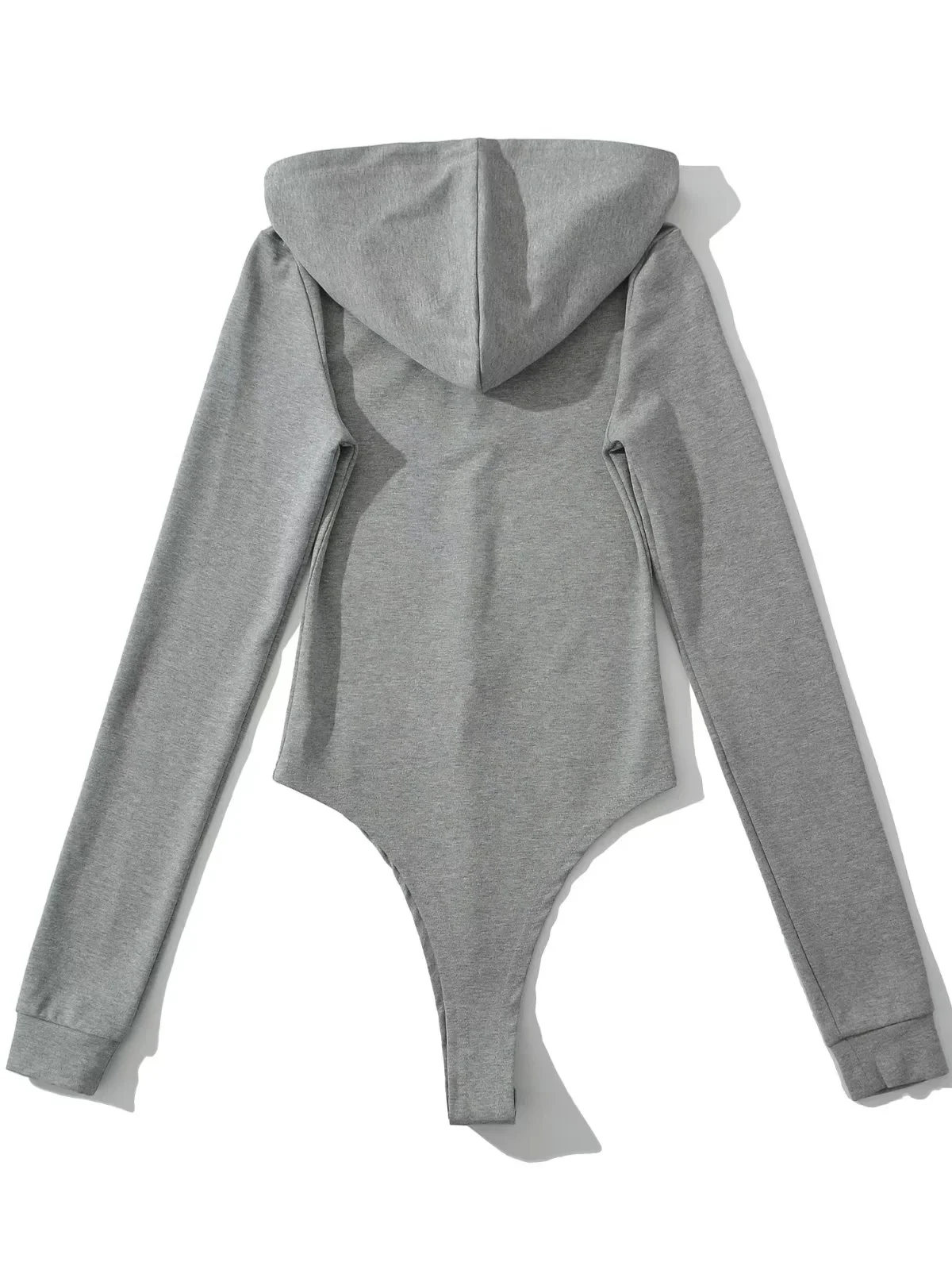 Sexy American Hot Girl Zipper invisível com capuz terno de uma peça feminino cor pura longa Sve camiseta cintura alta mistura de algodão Fa...