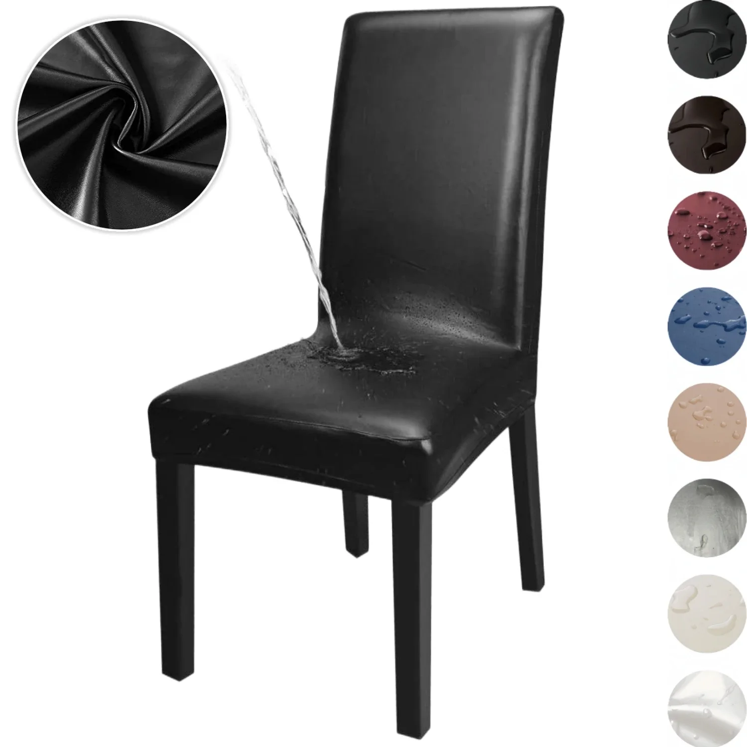 

PU Leather Dining Room Chair Cover Protector Waterproof Dining seat Chair Cover Stretch Decoration For Hotel Banquet wedding