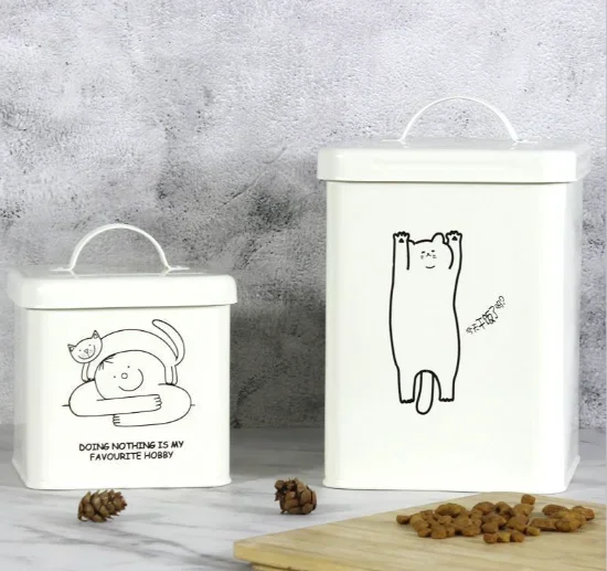 Metal pet food storage box Dog cat food Biscuits bucket food storage box With Lid