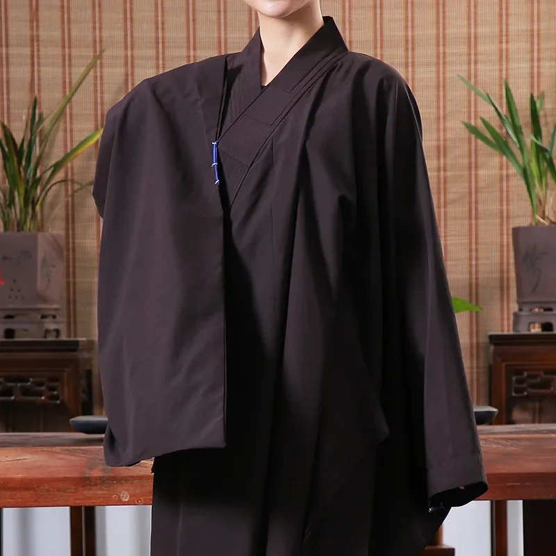 رداء الراهب البوذي رداء كتان الرهبان ثوب زي روبا الصين التقليدي Mujer Zen Kung Fu رداء التأمل للجنسين