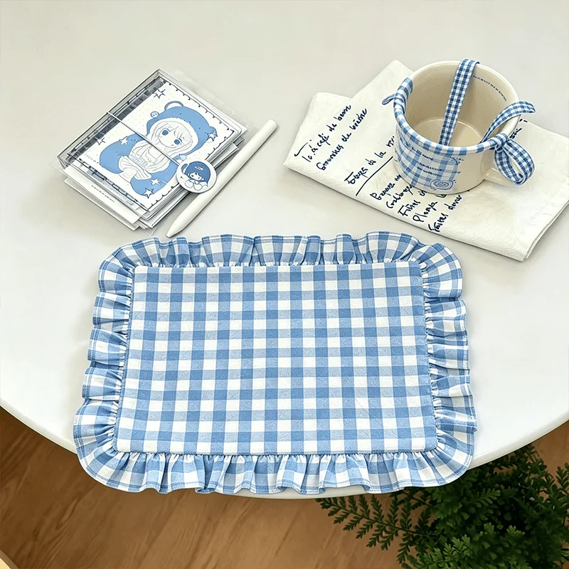 2/6/12 Stück blau-weiß karierte Tischsets, waschbare, rutschfeste, hitzebeständige Tischsets, wiederverwendbare Tischdekoration für Küche und Esstisch