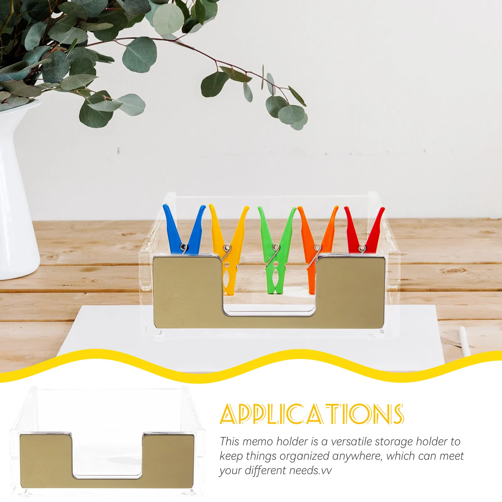 Clear Notepad Holder Acrylic Memo Pad Box Desktop Organizer for Business Cards Scissors Paperclips Home Office School