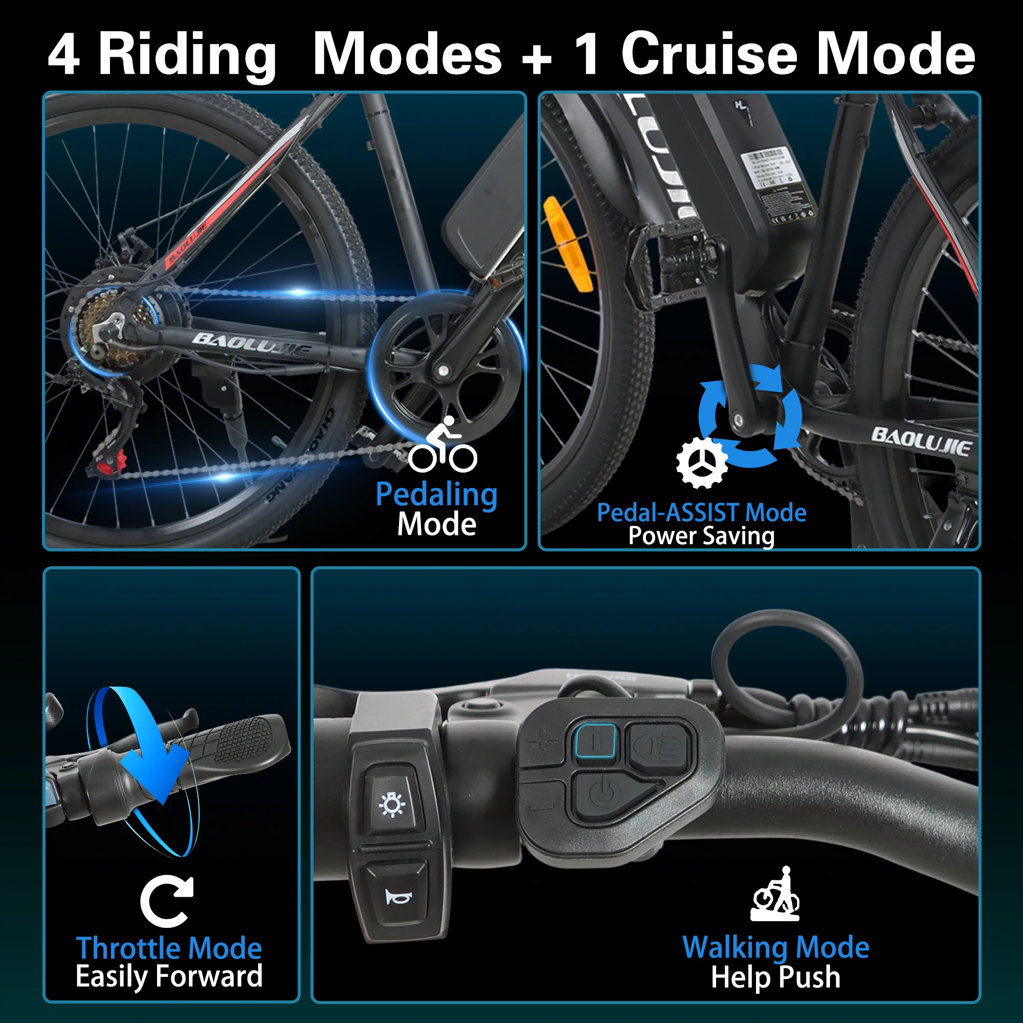 【1 Year Warranty】BAOLUJIE S1 Electric Bike for Adults，Electric Bicycle，500W Moto 36V 15AH E bike，Max Speed 28 MPH Dirt E Bike