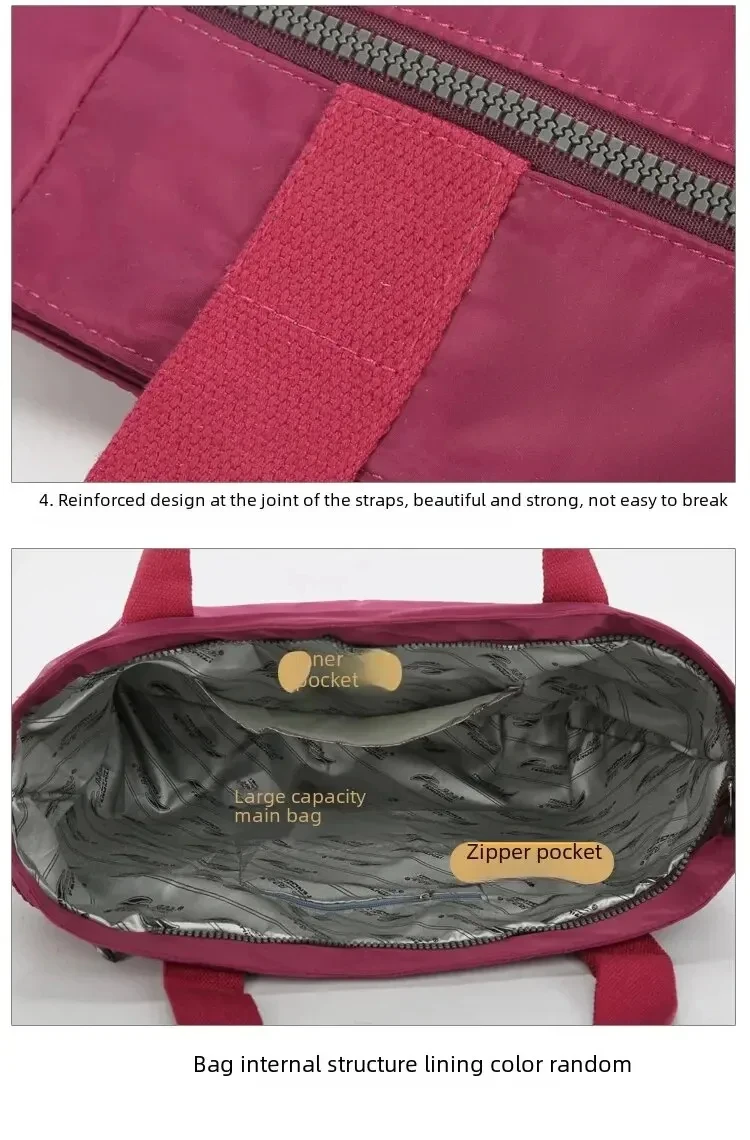 Damentasche, einfarbig, Einkaufstasche, Pendler-Umhängetasche, Freizeit, einfach, Mama, Ausgehen, Tasche, große Kapazität, Nylon-Handtasche, Oxford – Detail 19