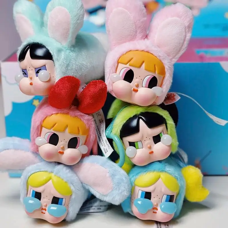 Crybaby Powerpuff Girls Series Vinyl Face Plush Toy Pendant Cartoon Decoration Stuffed Dolls Keychain Replica Birthday Present