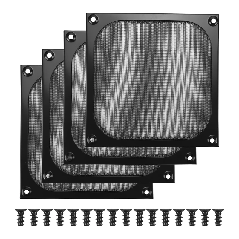 

140Mm Desktop Computer Case Fan Dust Filter Grills Dustproof Case Cover With Screws, Aluminum Frame Mesh, 4 Pack