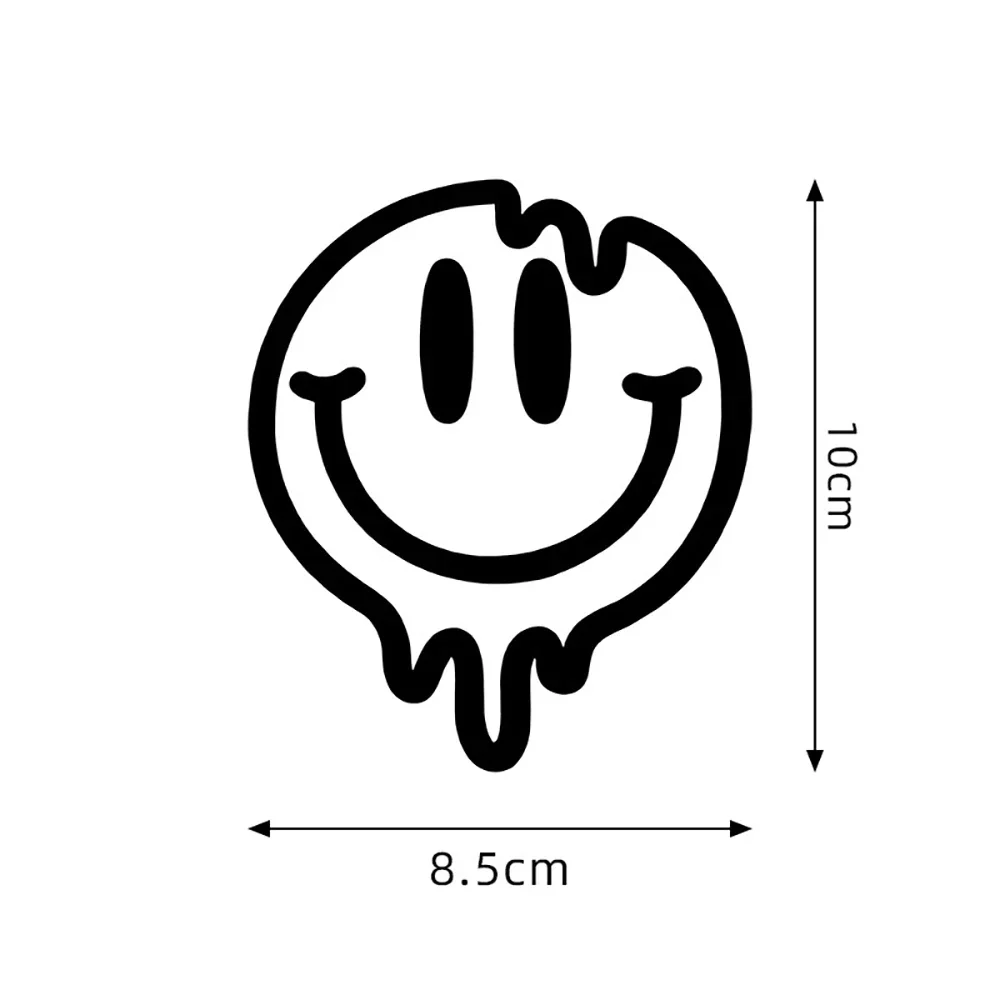 1PC Round Smiling Face Vinyl Stickers Waterproof Funny Decals for Motorbike Fuel Tank Helmet Fairing E-Scooter DIY Decor