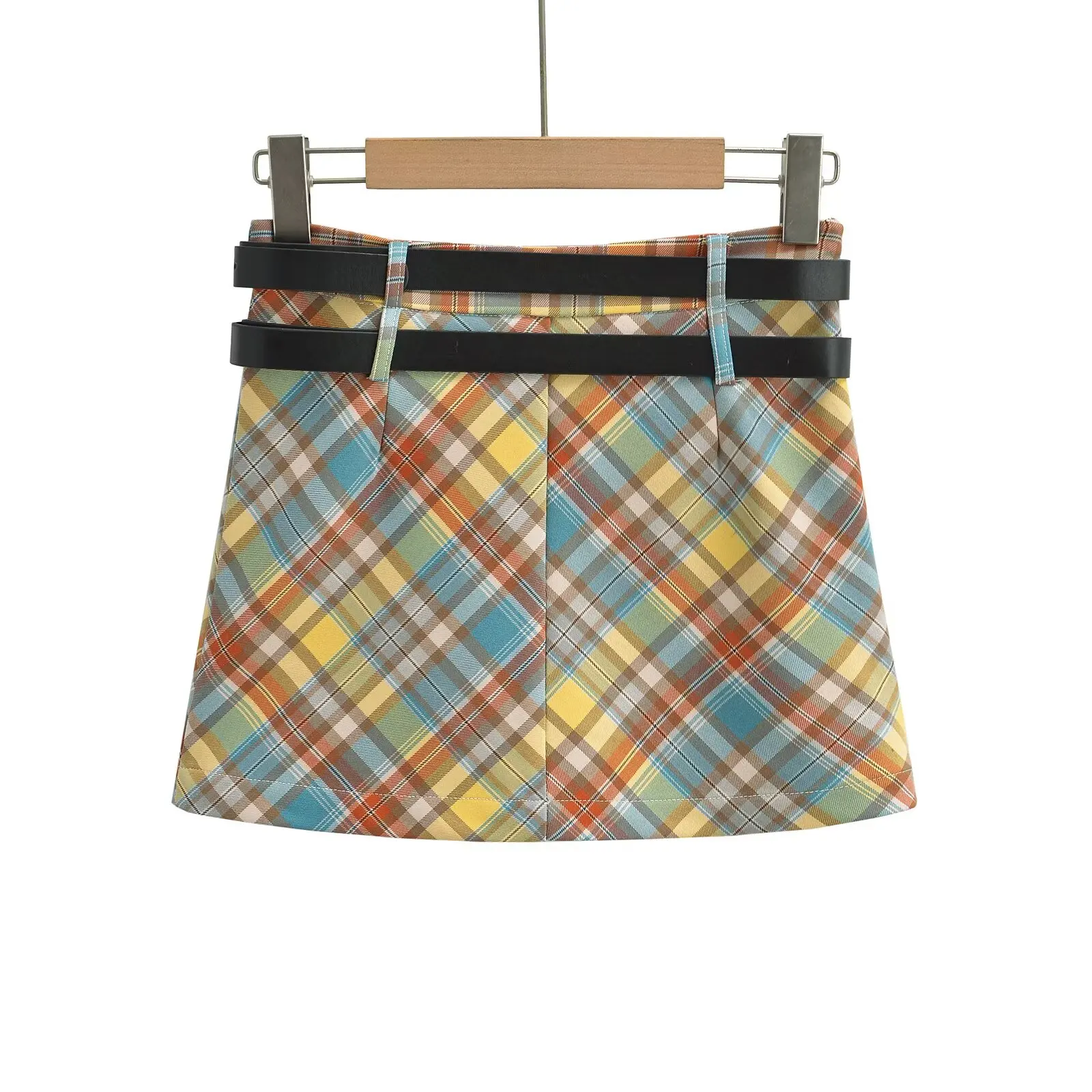 American Style Sexy Half Skirt Print High Waist Lengthening Legs Anti Exposure Belt Pure Desire Internet Red A-Line Skirt