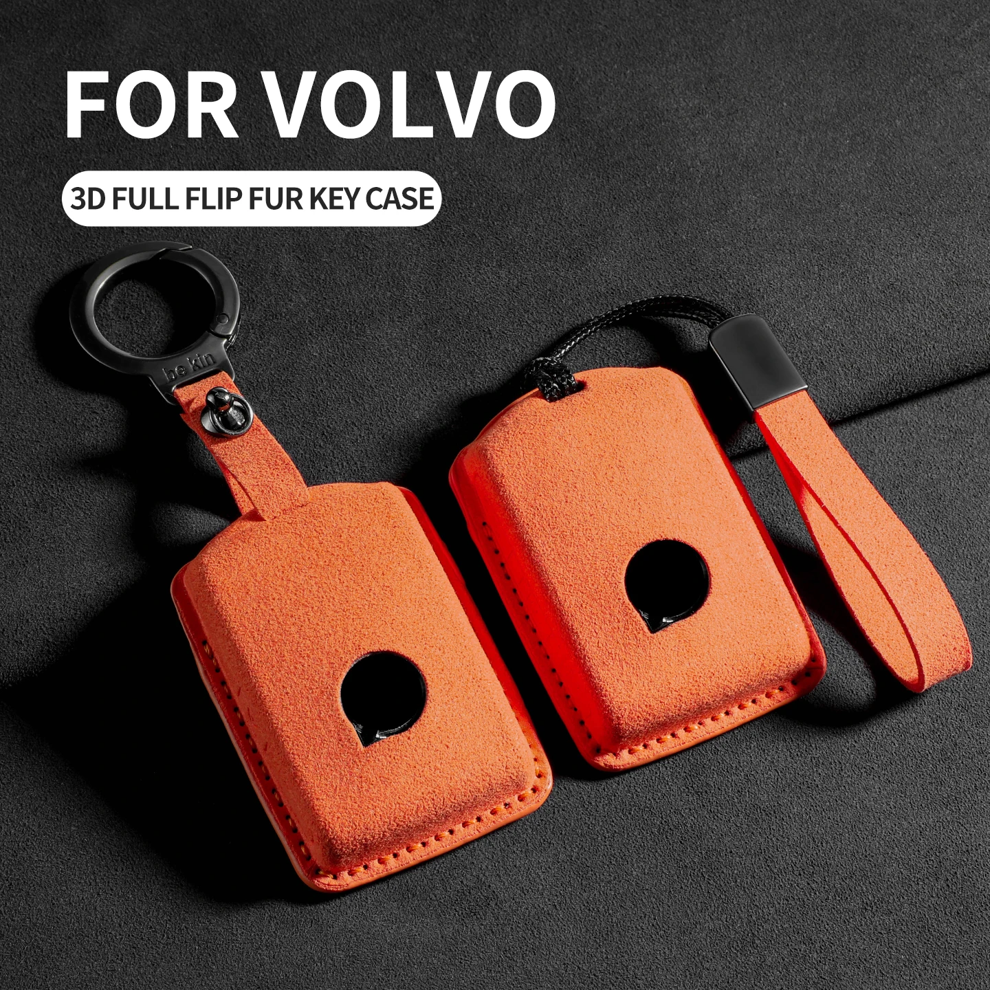 Leather Car Key Case Cover For Volvo S60 S90 XC40 XC60 XC90 V60 V90 T6 T8 Car Keychain Protector Shell Decorative Accessories