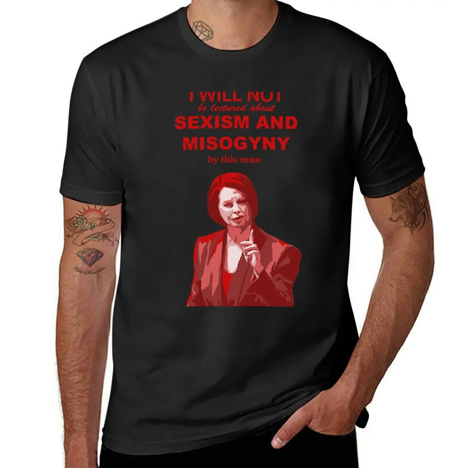 Julia Gillard I will not be lectured about sexism and misogyny by this man quote T-Shirt for a boy mens workout shirts