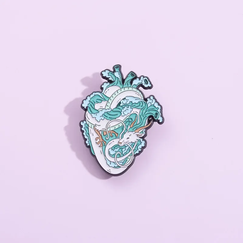 Ocean Wave Heart Custom Badge Soft Hard Enamel Metal Lapel Pin Plating Brooch Gift Jewelry Accessories