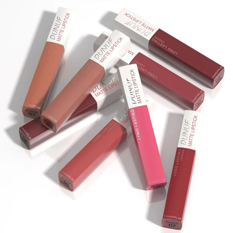 Matte Lippenstifte Nicht Klebend Roter Nude Wasserfester Langanhaltender Flüssiger Lipgloss Samt-Finish Verblassungsresistent Lip Tint Make-up – Detail 6