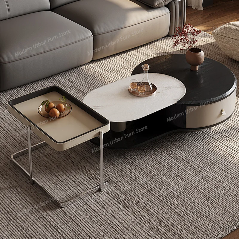 

Elegant Round Coffee Table Modern Home Office Hotel Interior Decor Coffee Tables High-End Living Room Apartment Center Table Set