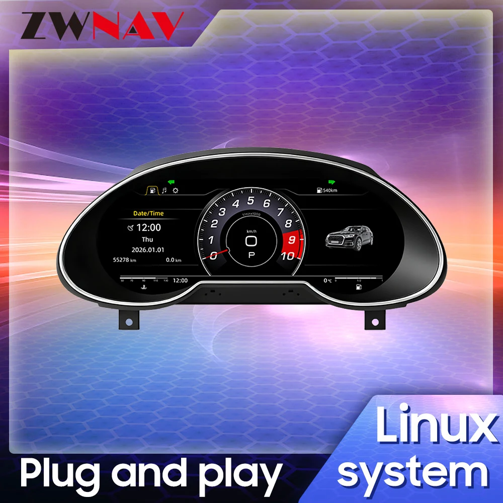 12.3 Inch Digital Dashboard For Audi Q5 2009-2018 With CarPlay LCD Virtual Instrument Cluster Car Speedometer Meter Auto Gauge