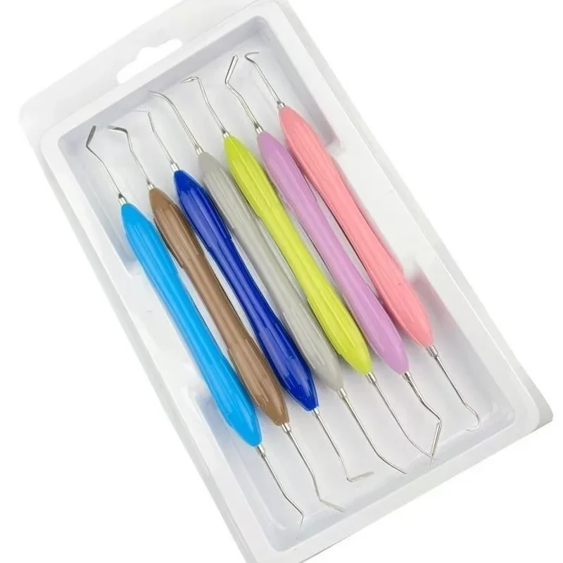 7pcs1Set Dentistry Resin Filler Set Plastic Dresser With Silicone Handle Aesthetic Restoration Kit For Resin Knife Spatula Tools