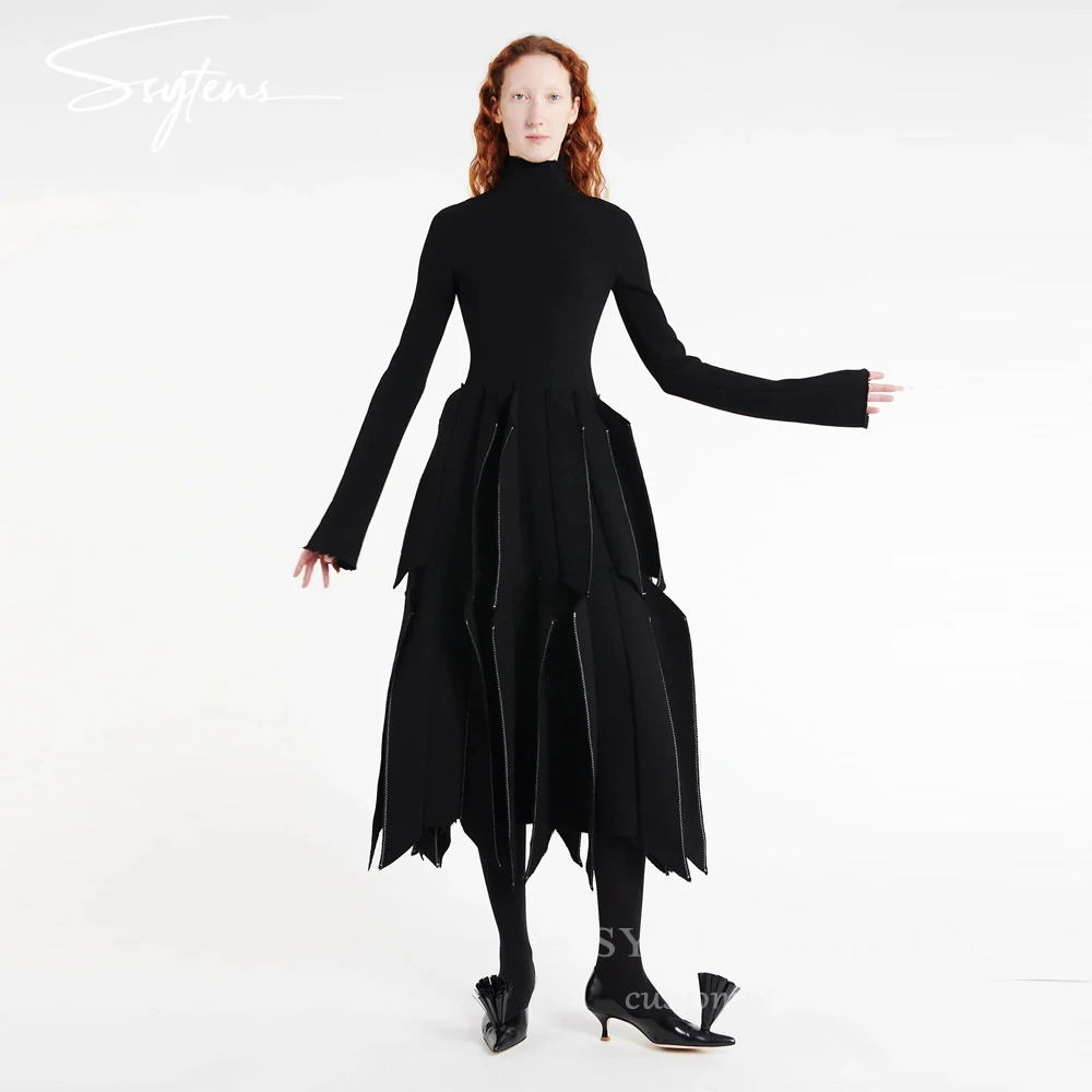 

SSYTENS современные черные платья для выпускного вечера с длинными рукавами вечерние платья женские длиной до пола, свадебные платья, платья de noche