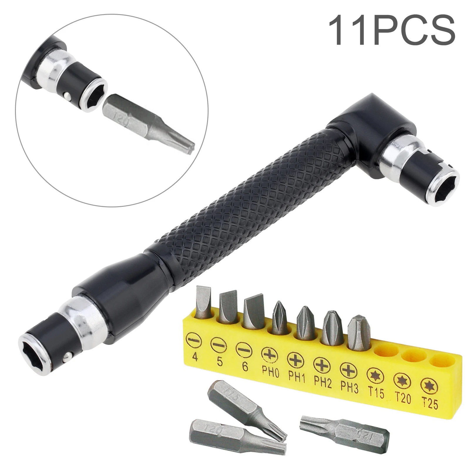 

Mini Wrench Set 6.35mm 1/4 Hexagon Drive Socket Spanner L Shaped Double Head Wrench with 10 Screwdriver Bits Hand Tool