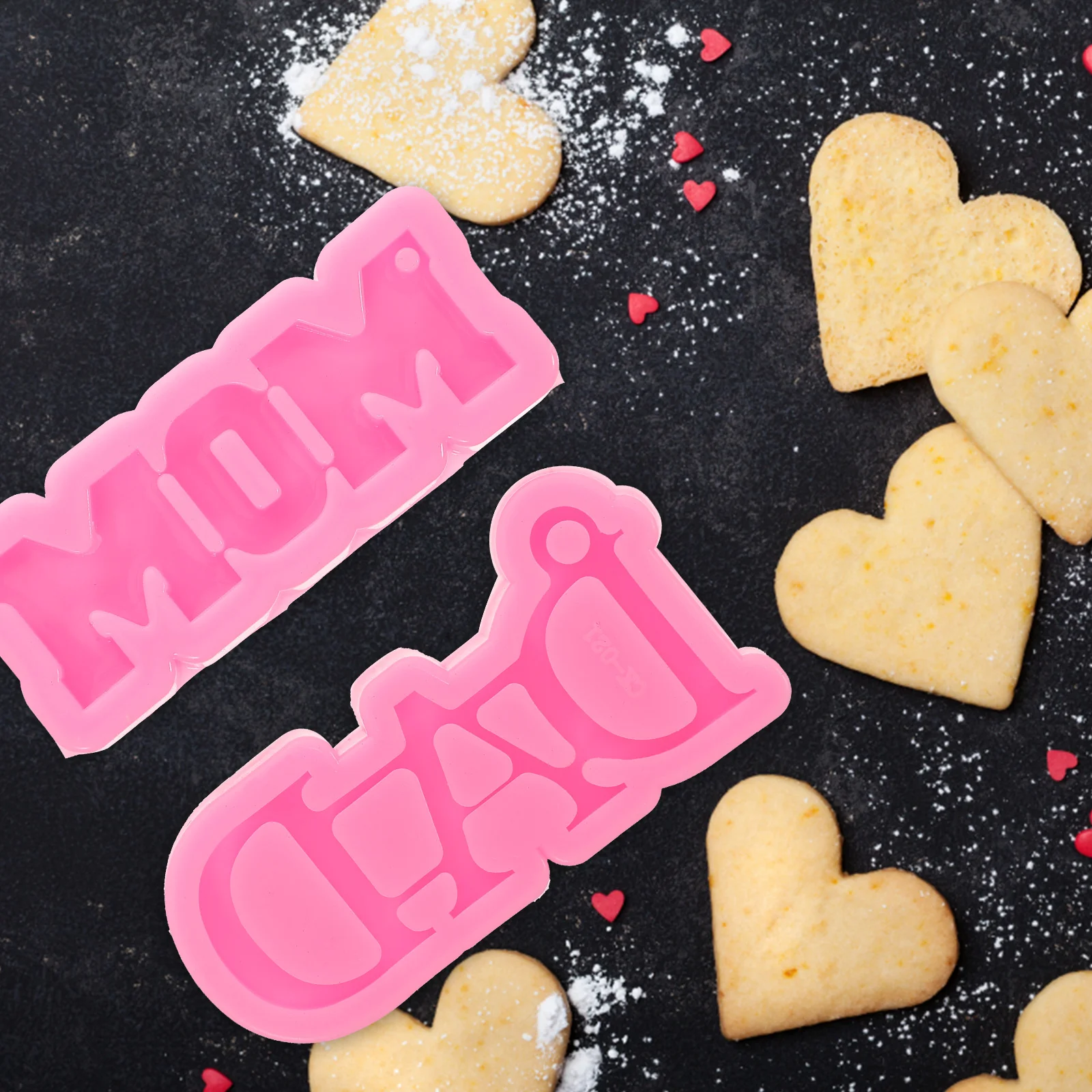 4 Pcs Mum Silicone Mold Chocolates Happy Day Father Pans Candy Making Supplies Cookie Stencils Key Chain Dad