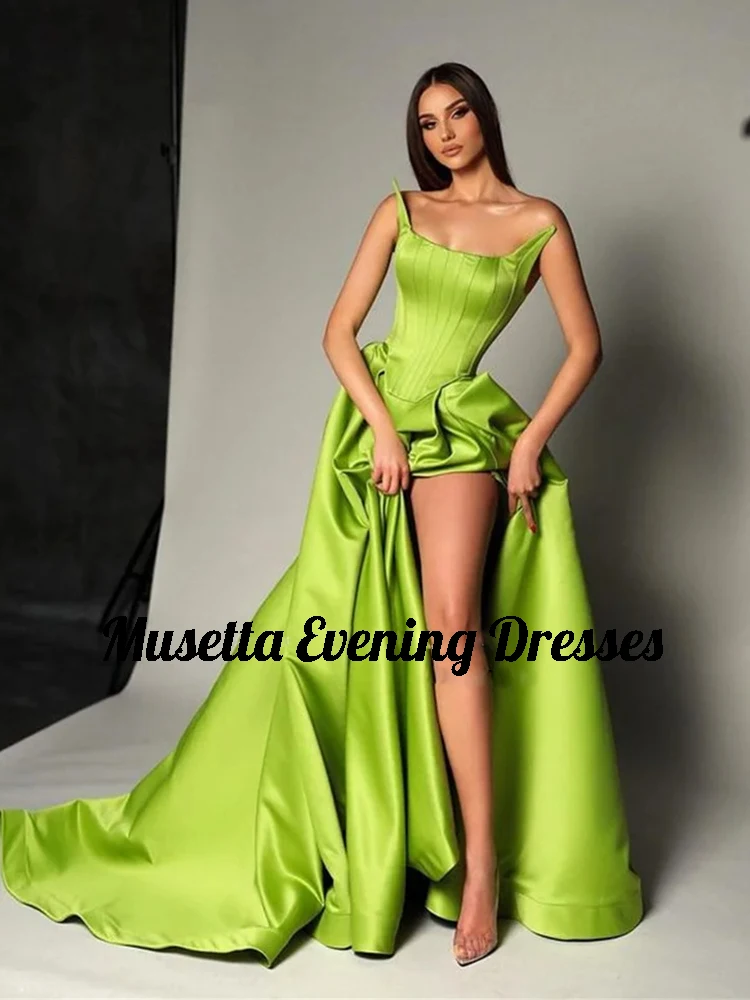 Musetta Modern Satin Prom Dress 2025 Pleat Side Slit Formal Occasion Ladies A Line Evening Gowns Vestidos De Noche Customized