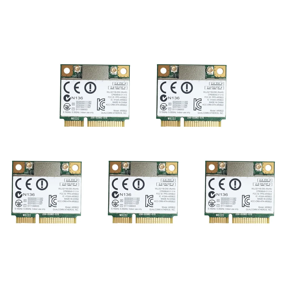 

5X AR9462 AR5B22 WB222 Half Mini PCIe 300Mbps+Bluetooth4.0 WLAN Wifi Wireless Card