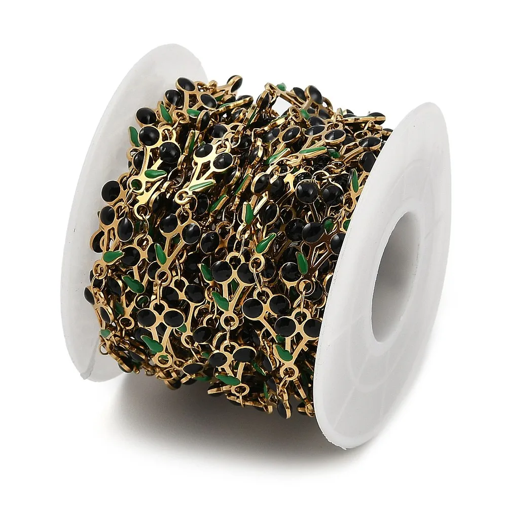 PandaHall 5m/Rolle IP 304 Edelstahl Emaille Kirschblüten-Charm-Kette, gelötet mit Spule für Halsketten- und Armbandherstellung – Detail 11
