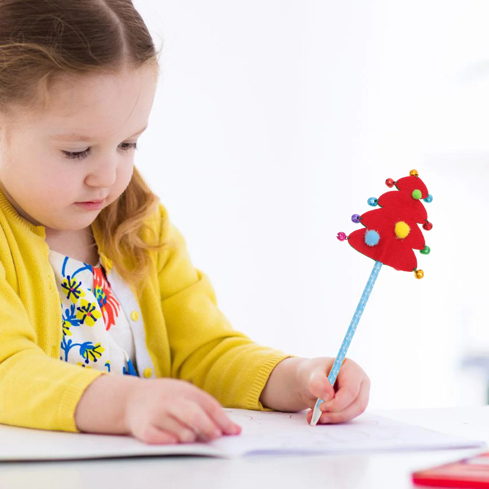 

5 Pcs Christmas Pen Cartoon Ballpoint Pens Student Xmas Tree Kids Cute Non-woven Fabric Creative