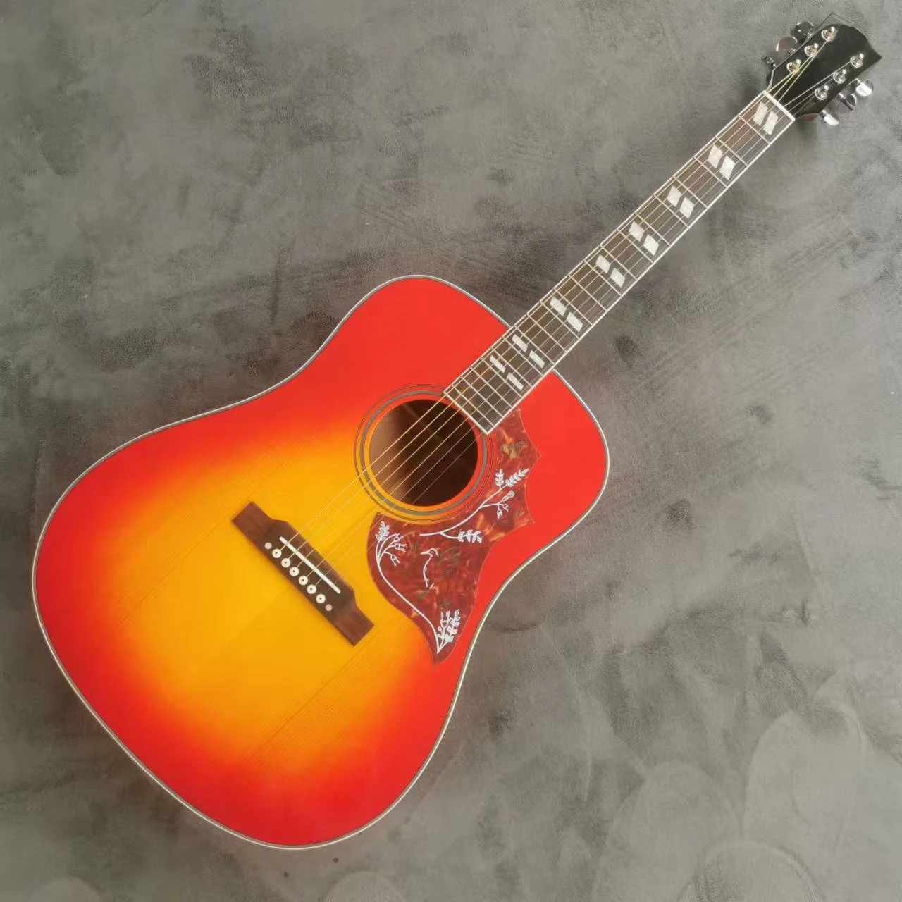 41 inch hummingbird series solid wood profile cherry red glossy paint acoustic acoustic guitar