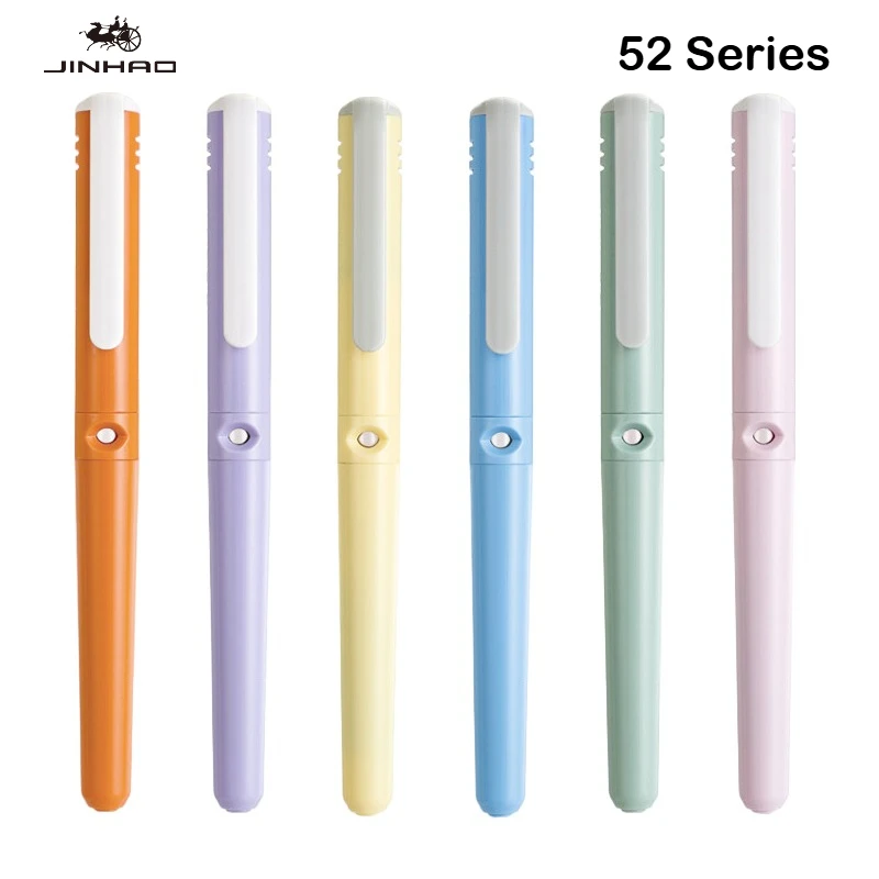 Jinhao 52 Fountain Pen Colorful Writing Ink Pen F EF Nib High Quality Calligraphy Pens Stationery Office School Supplies