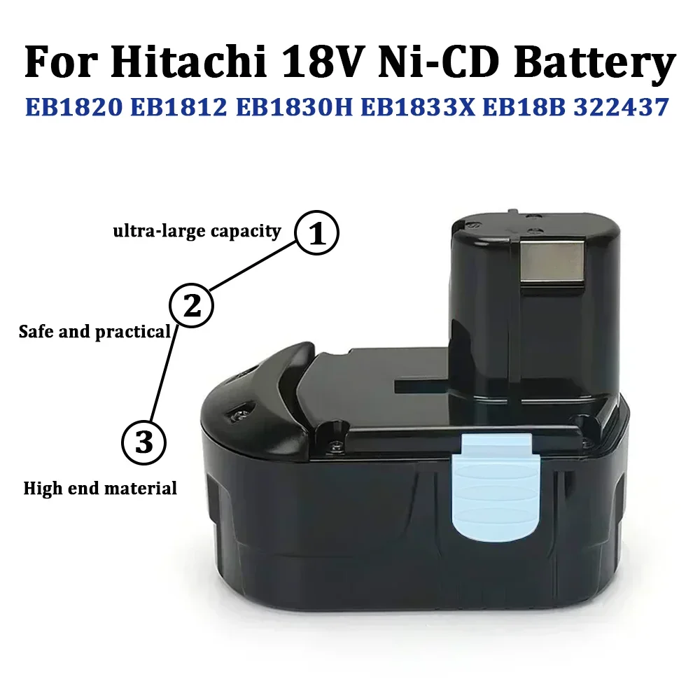 NI-CD 18V Replacement Rechargeable Battery 9800mAh for Hitachi BCL1815 BCL1830 EBM1815 EBM1830 DS18DL DH18DL C18DL DV18DL