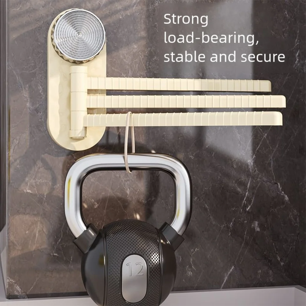 Strong Suction Cup Towel Rack with Wallmounted Installation and 360 Degree Rotatable Holder for Bathroom Towels and Accessories