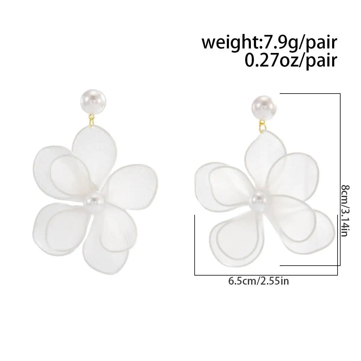 مزاجه Salircon مبالغ فيها تقليد اللؤلؤ زهرة كبيرة قلادة أقراط للنساء العصرية أنيقة الأذن اكسسوارات مجوهرات