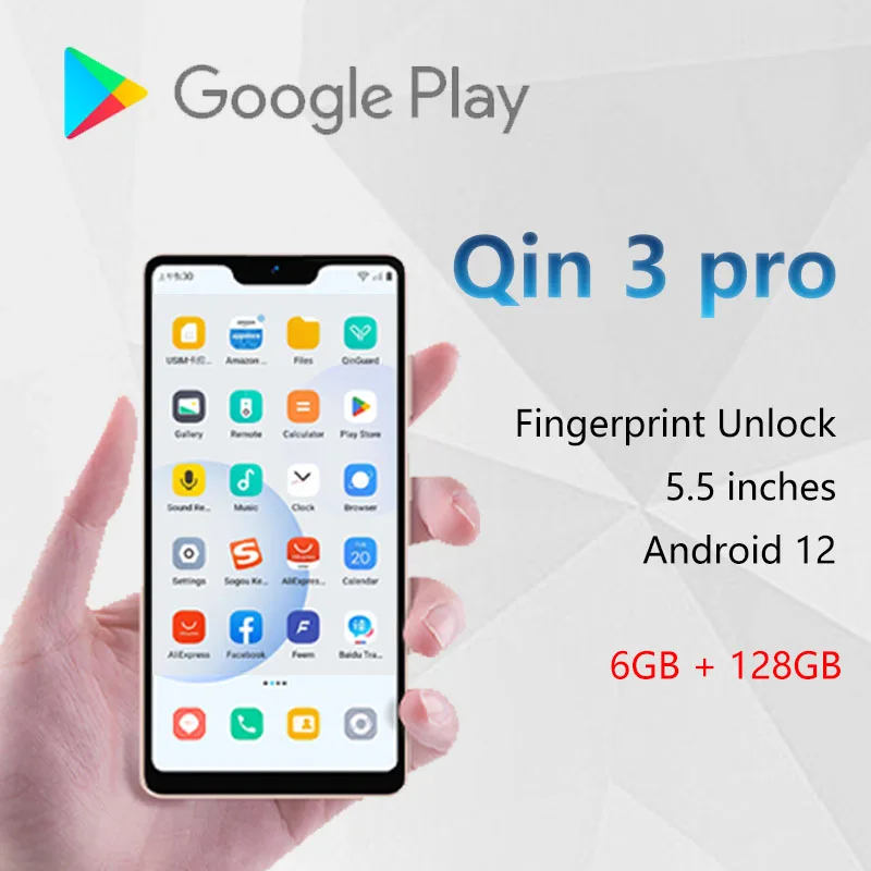 Qin 3 pro 4g Handy Google Play Store mehrsprachige Bluetooth Wifi Smartphone Mini-Handy