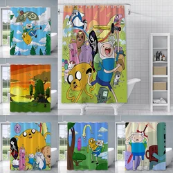 Cartoon A-Adventure Time Shower Curtain Waterproof Polyester Fabric Paint Colorful Bath Curtains Home Bathroom Curtain with Hook