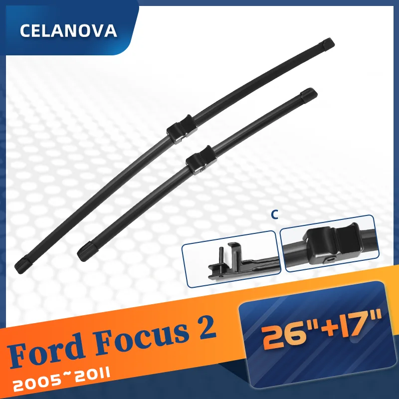 Windshield Wiper Blade For Ford Focus 2 2005 2006 2007 2008 2009 2010 2011 Frameless Windscreen Rubber  wipers 26\