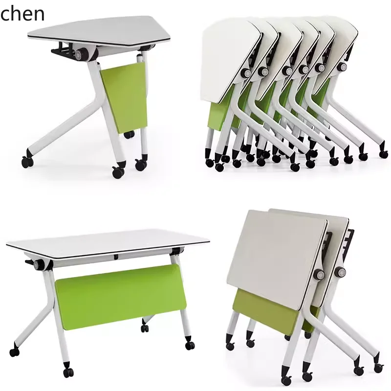 

QZT Folding Conference Table with Wheels, Splicable Conference Table, Movable Training Table and Chairs