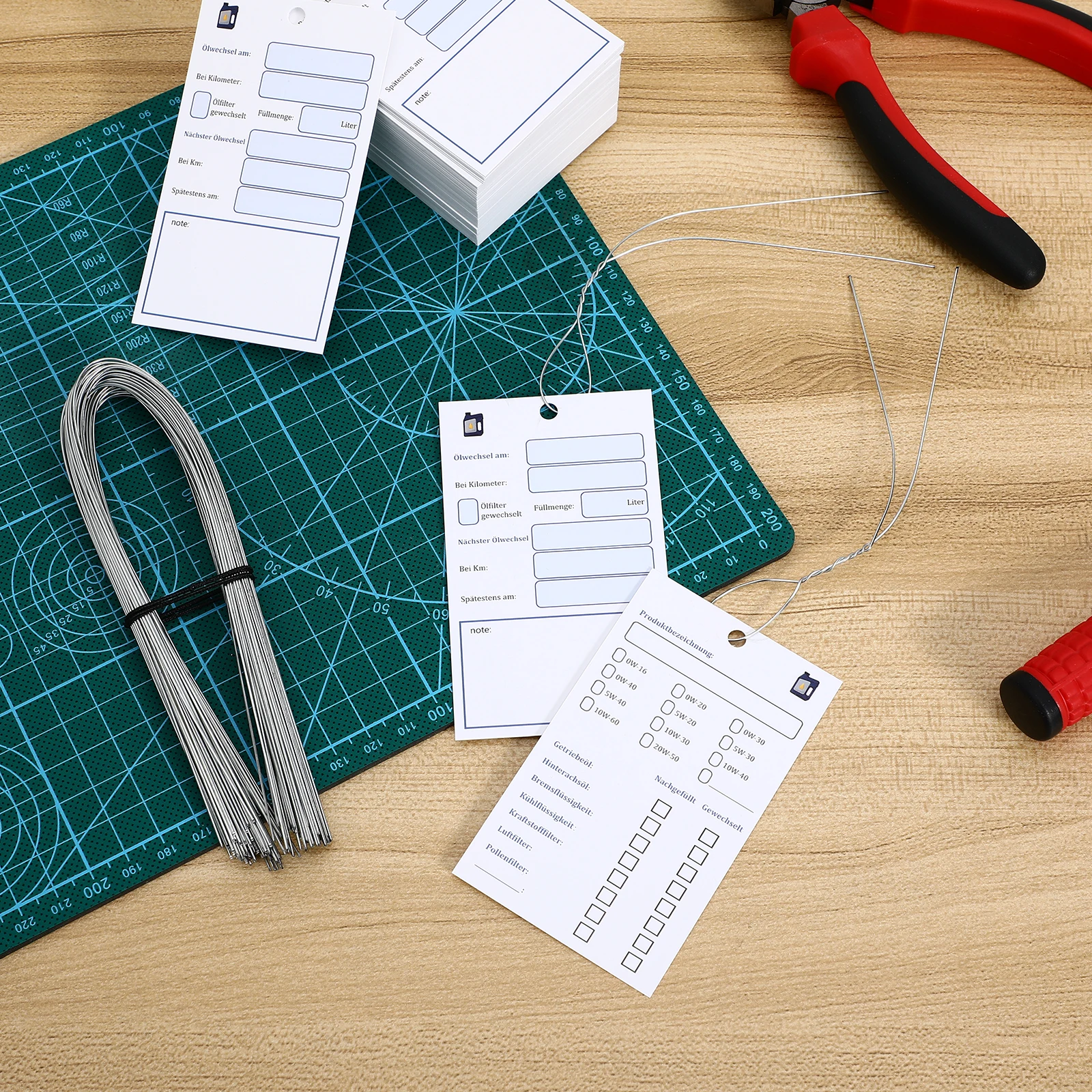 

100 Pcs Oil Change Pendant Documentation Tags Paper Service History Car Maintenance Double Sided Bulk Pack Schedule